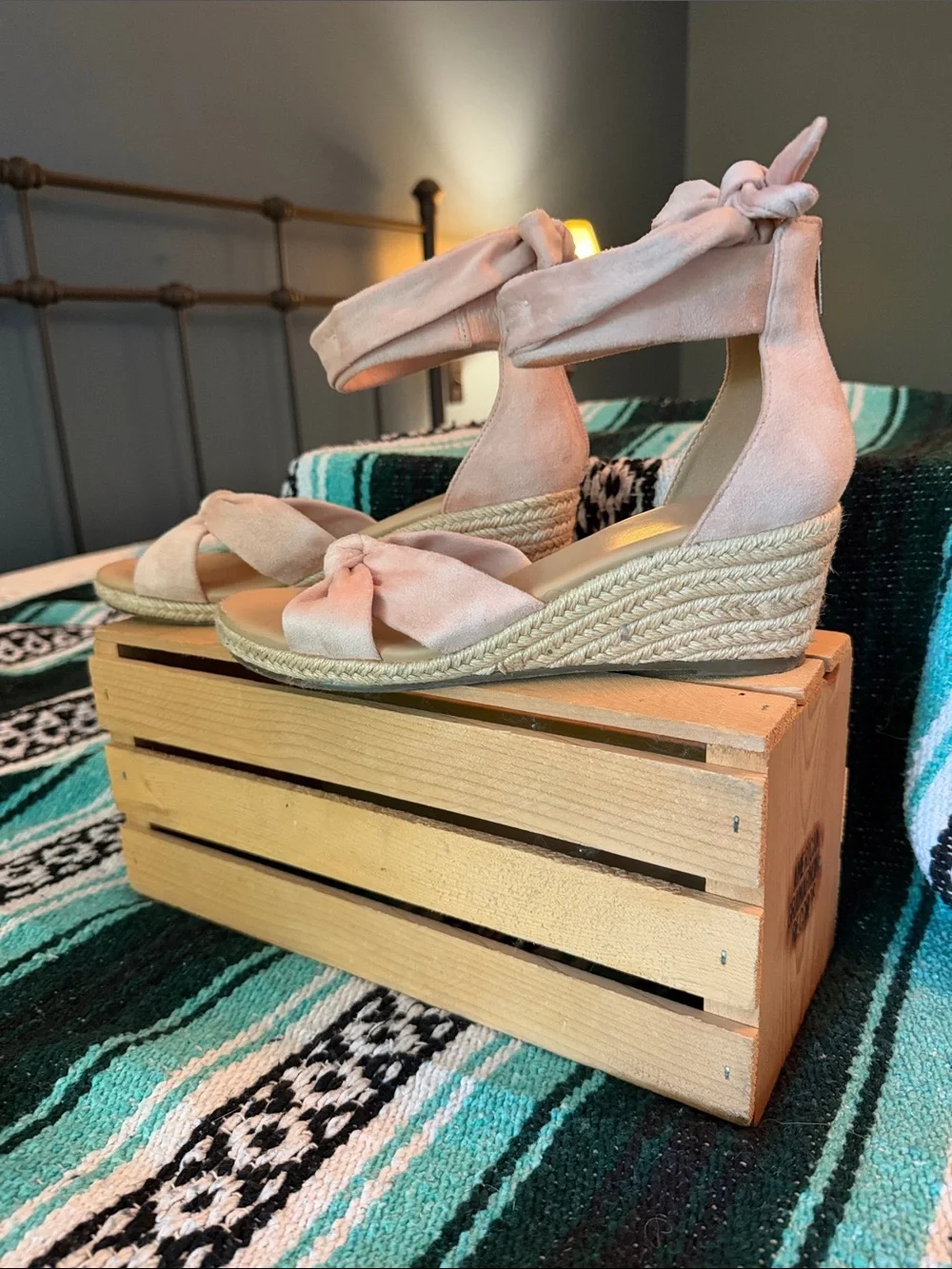 Women’s Espadrille Ankle-Tie Sandals - Blush Pink - Picture 6 of 9